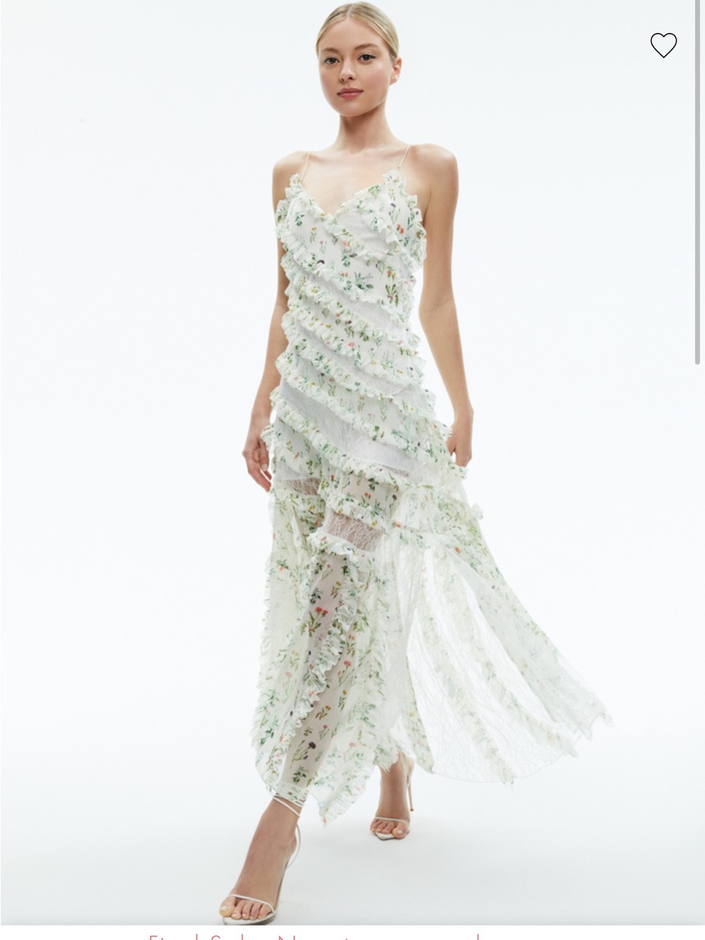 Alice + Olivia White Floral Ruffle Maxi Dress